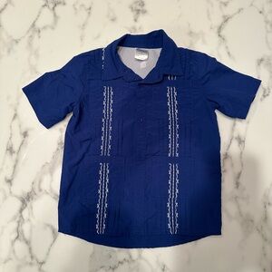 Guayabera Style Boys Sport Shirt - BlueQuail - Size 4T